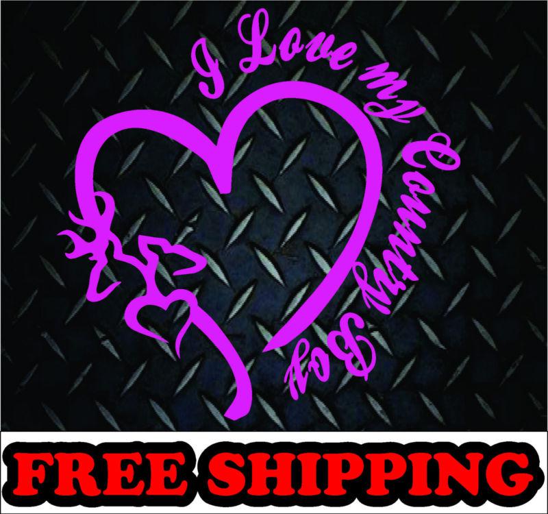 I love my country boy browning* vinyl decal sticker heart truck diesel  family