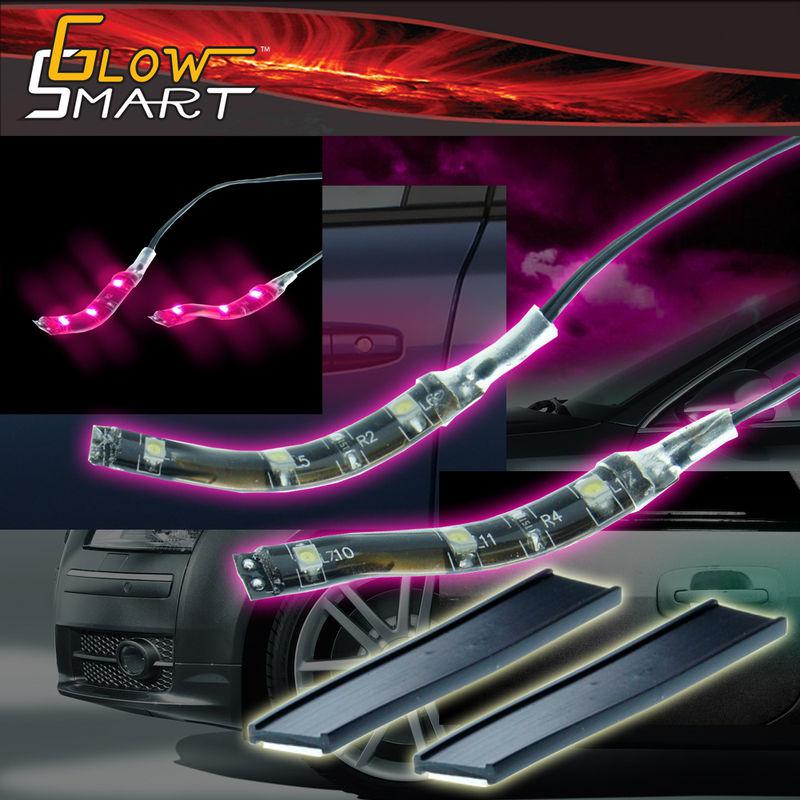 4 x 2” led strip door light dash panel lighting flexible 3 pink smdled