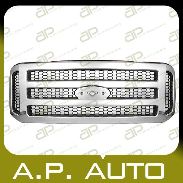 New chrome grille grill assembly 05-05 ford f250 f350 f450 f550 honeycomb insert