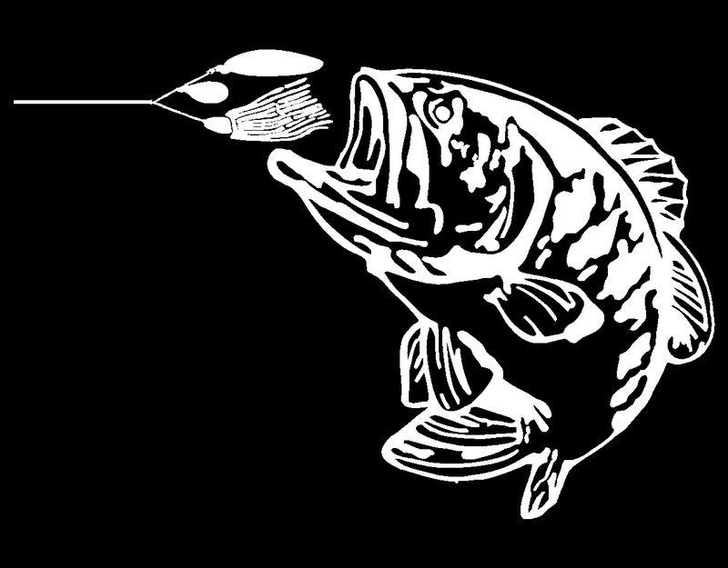 Bass sticker / decal largemouth bass fishing vinyl truck decals spinner bait