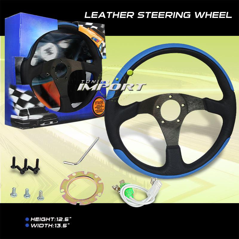 Blue/black leather steering wheel toyota honda acura mazda audi bmw nissan vw