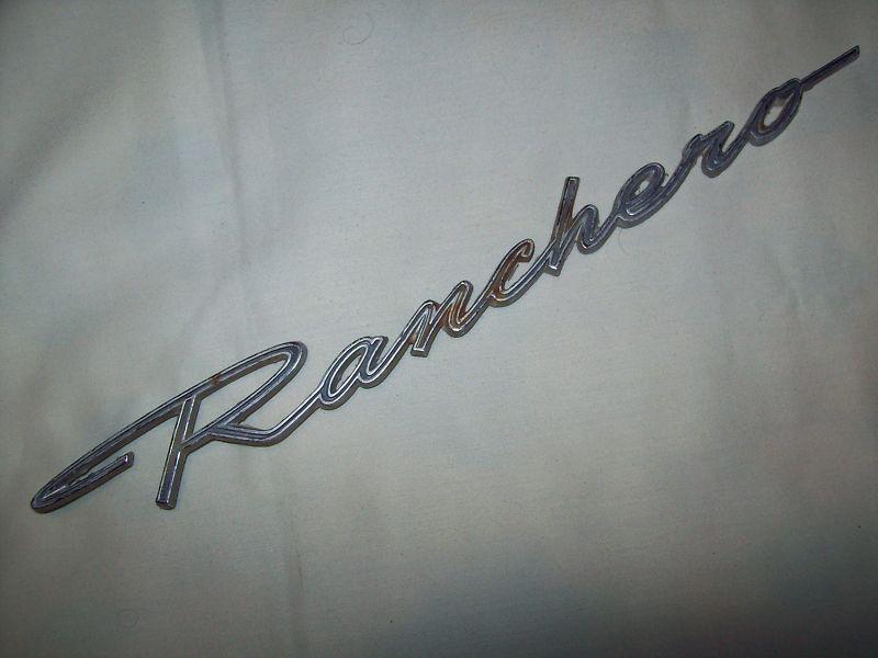 Vintage ford ranchero chrome emblem part # c6db-16098-c with curved "r" 