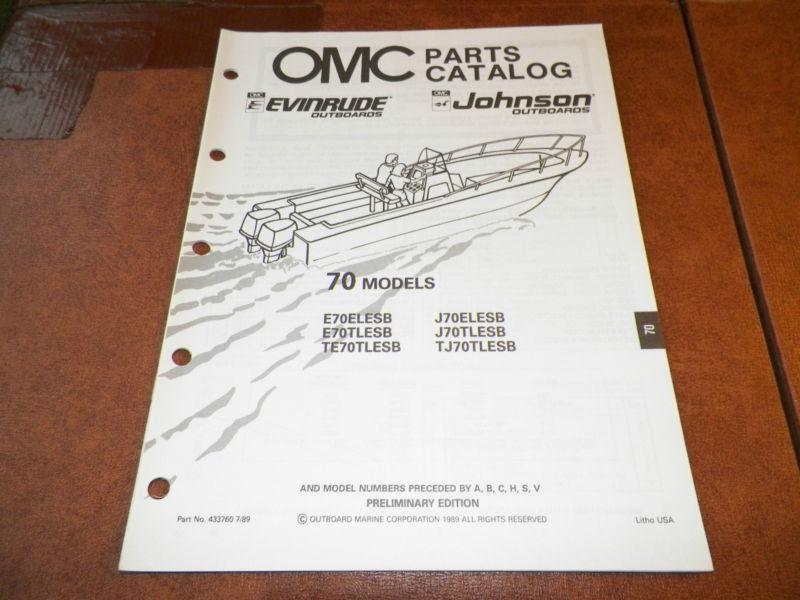 1990 omc johnson & evinrude 70 hp outboard boat motor parts catalog