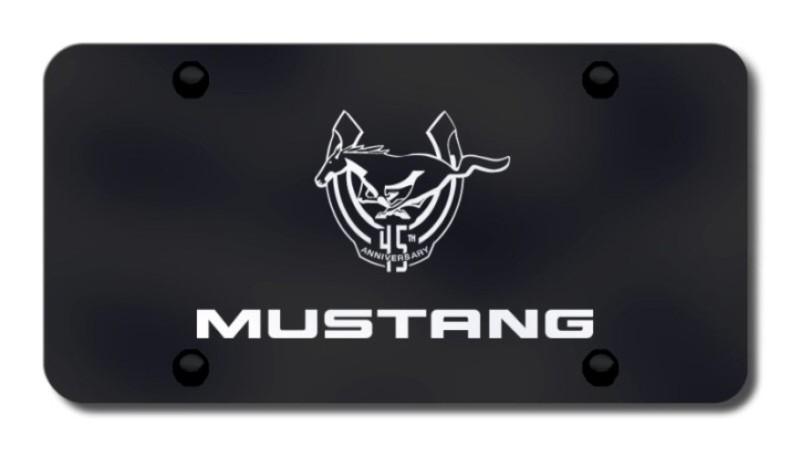 Ford mustang 45th anniversary laser etched black license plate made in usa genu
