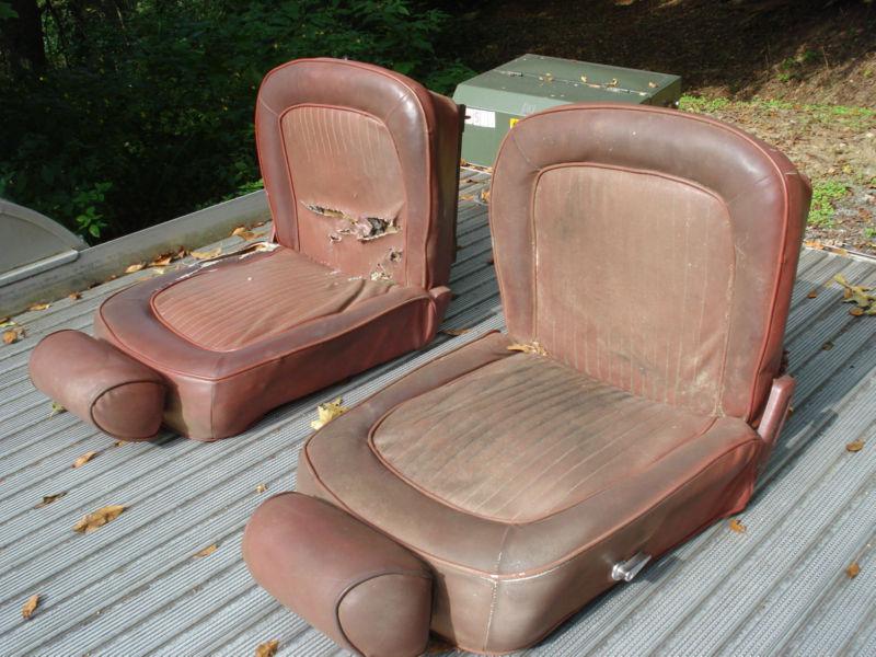 1969 mustang boss 302 bucket seats - low back w/headrests - red - very good!