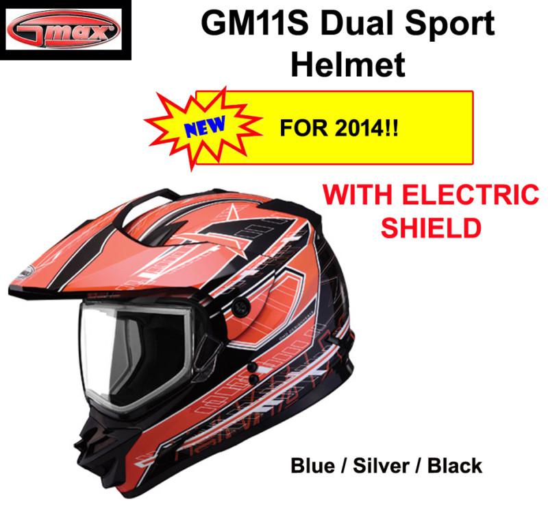 Gmax 2013 gm11s dual sport snow cycle helmet orange  nova welectric shield small