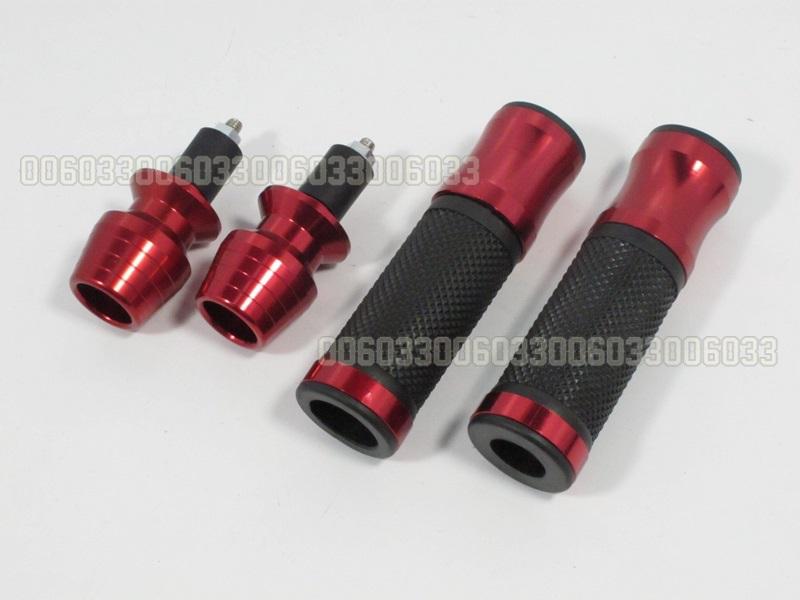 Motorcycle chrome barends bar ends hand grips 7/8” red bk black 7days 7/8 inch