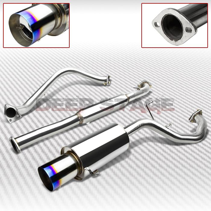 Stainless cat back exhaust 4"burnt tip muffler 99-03 mitsubishi galant 2.4l 4g64