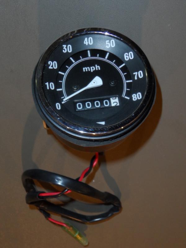 Vintage 0-80 mph lighted speedometer 1974 n.o.s. with bracket