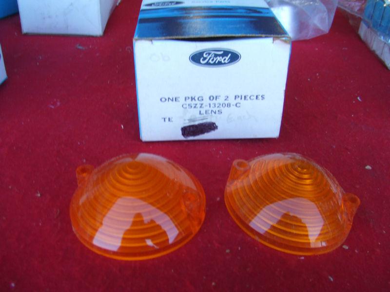 Nos 1965 1966 park light lenses (2) in original ford box #c5zz-13208-c mint in b