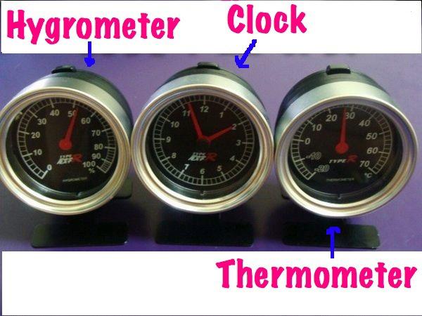 Car 60mm racing gauge set clock thermometer hygrometer