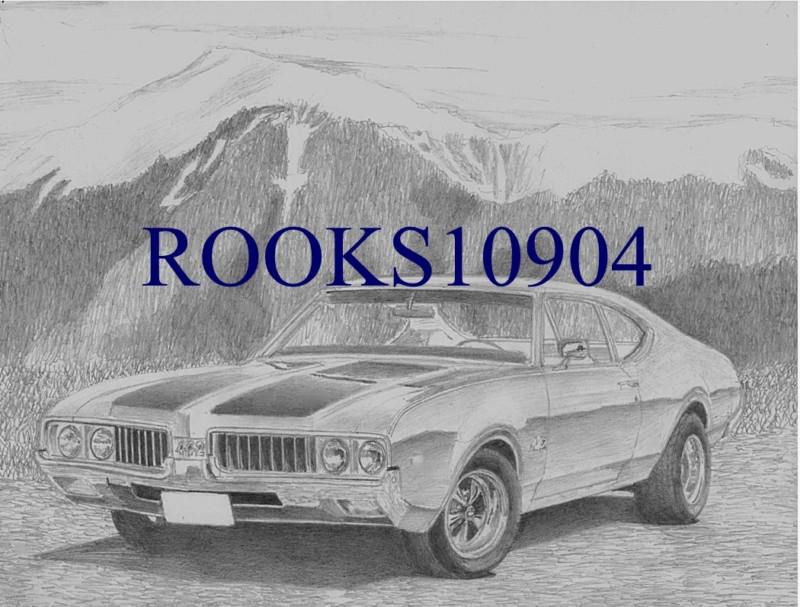 1969 oldsmobile cutlass 442 muscle car art print