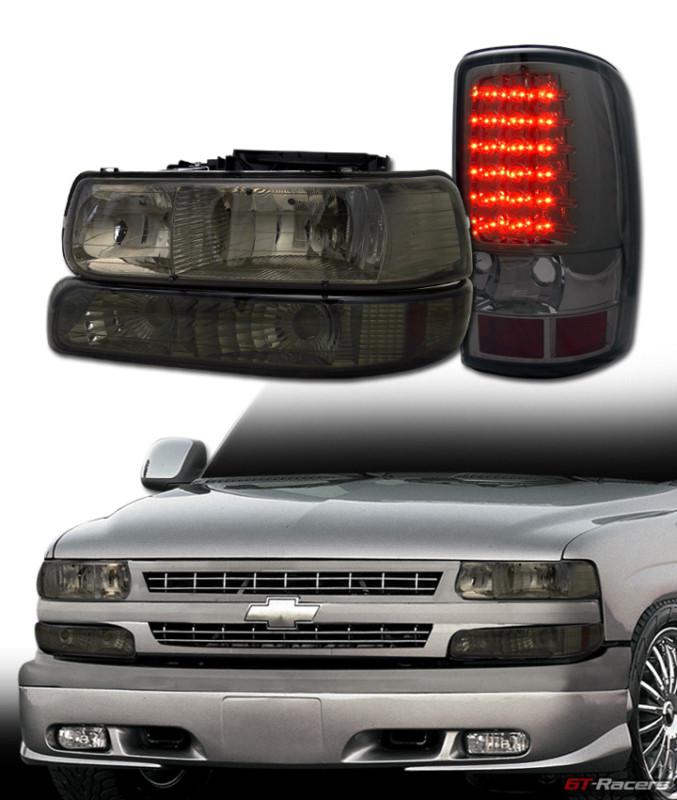 Smoke head lights+bumper a dy+led rear brake tail lamps sm jy 00+ tahoe suburban