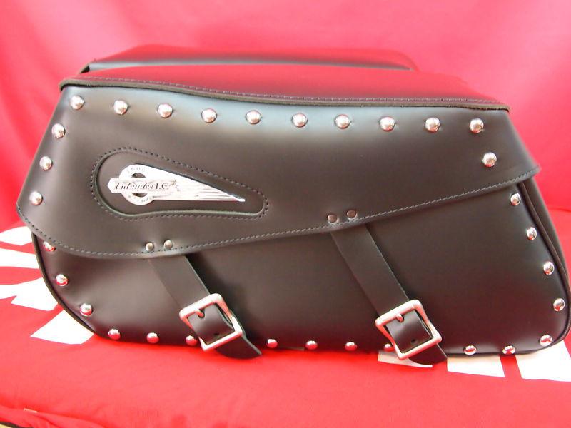 New suzuki intruder rigid mount leather studded saddlebags with installation kit