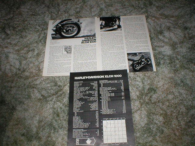 1972  harley - davidson  xlch 1000 road test motorcycle article 5 pages