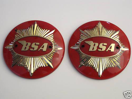 Bsa gas tank badges red & gold 65-8193 badge set pair uk made high quality