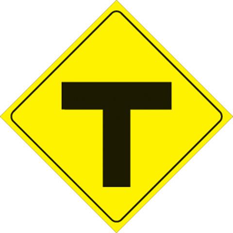 Yellow plastic reflective sign 12" - t-intersection 436 t yr