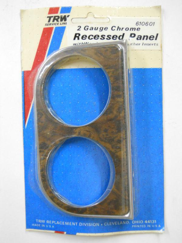 Trw chrome "snap-in" two gauge panel w/ leather & wood grain inserts
