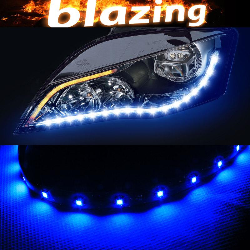 12" audi style driving drl running flexible strip light smart blue sport 2pcs