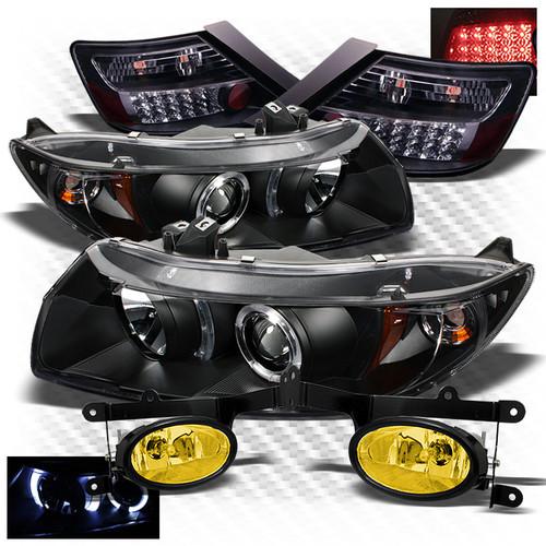 06-08 civic 2dr black pro headlights + led perform tail lights + fog lights set