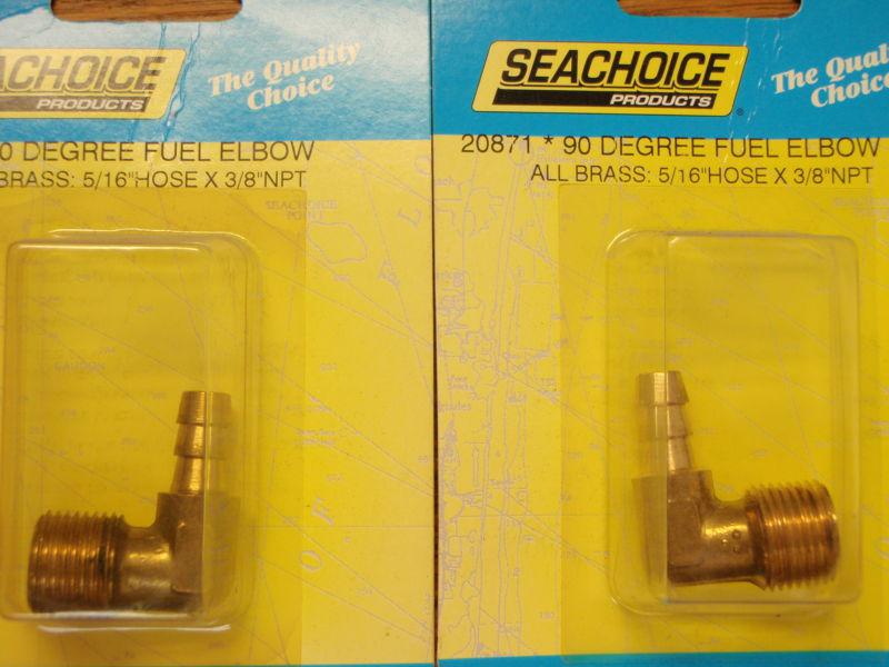 Fuel fitting 90 degree elbow 3/8" pipe 5/16" hose brass 20871 pair fuel parts 