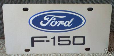 Ford f-150 stainless steel vanity license plate tag black