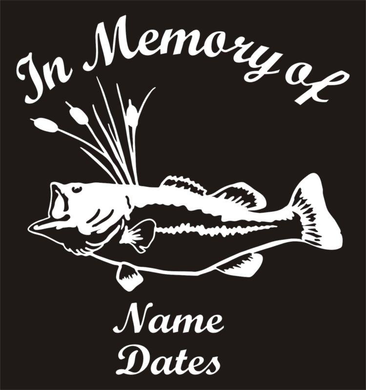 In memory of vinyl decal bass fisherman fish window sticker qty 4