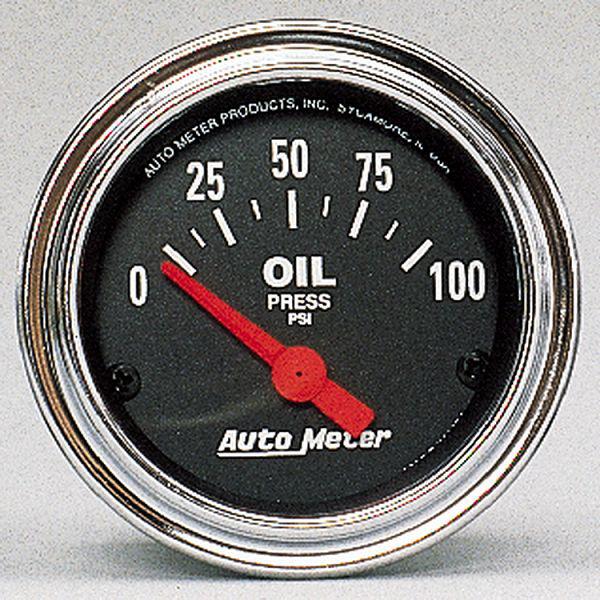 Auto meter 2522 traditional chrome 2 1/16" electric oil pressure gauge 0-100 psi