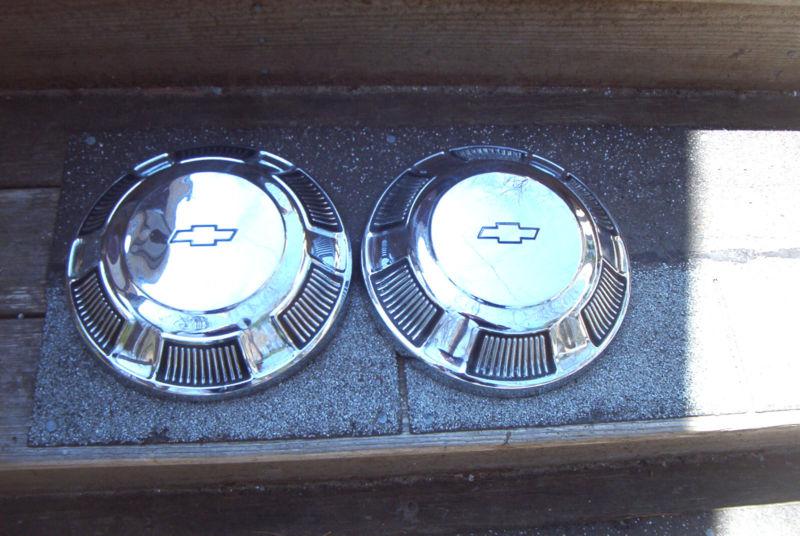 Pair 69 chevy biscayne, bel air, impala 427 dog dish hubcaps, good driver qualty