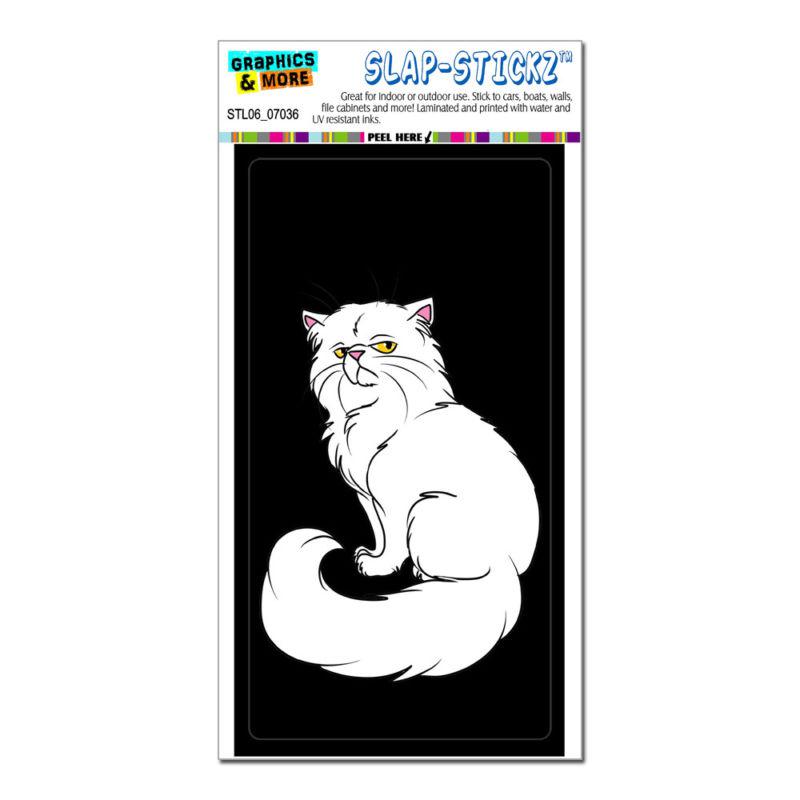 Persian cat white on black - pet - slap-stickz™ car window locker bumper sticker