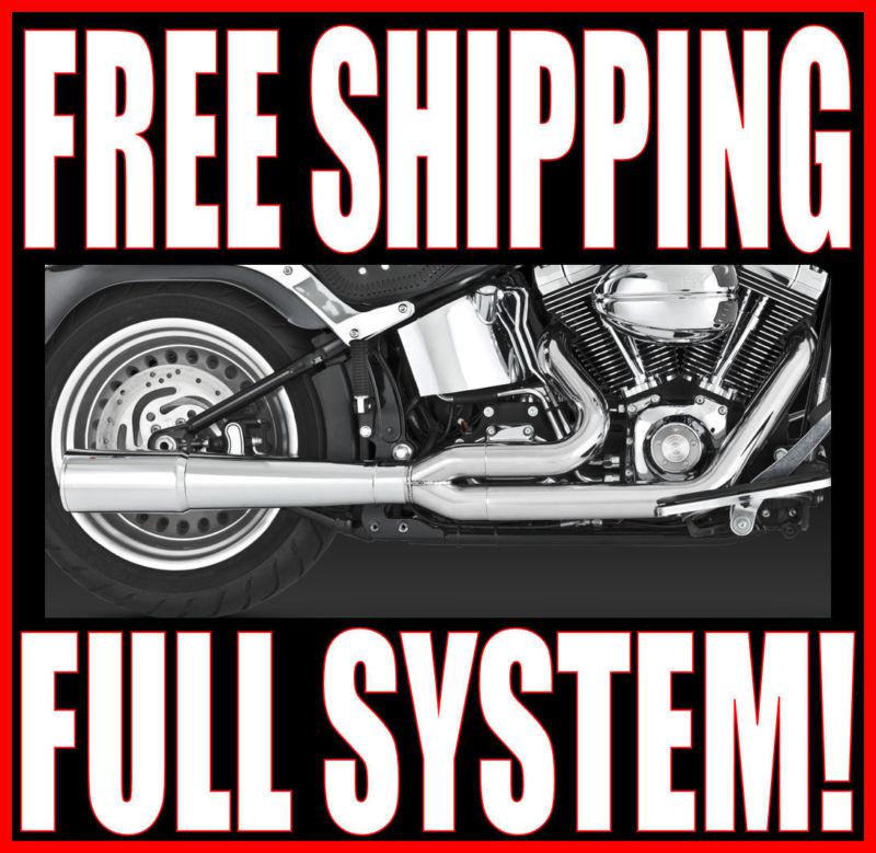 Vance & hines chrome pro-pipe 2-1 2 into 1 exhaust harley 86-2011 softail fx/fl