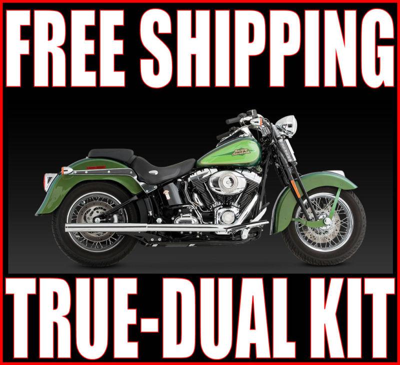 Vance & hines chrome true dual exhaust pipes system 97-11 harley softail fx/fl