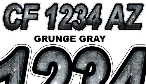Grungegray bevel boat registration numbers pwc decals stickers graphics cf nv az