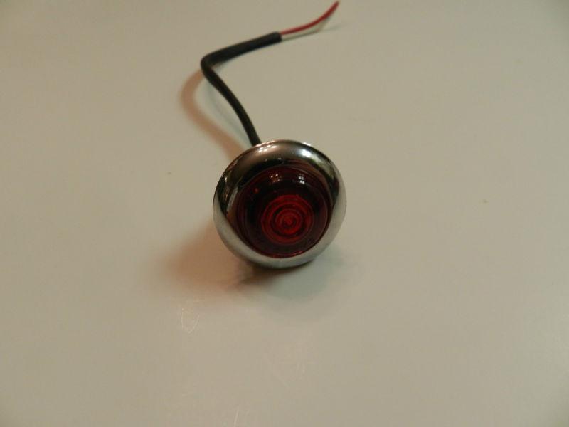 (1) led light 1 diode red 3/4" grommet mount marker trailer w/chrome trim ring