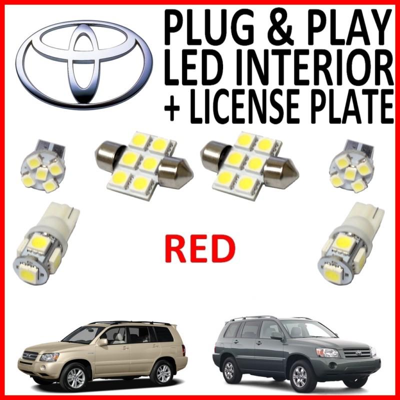 6 piece super red led interior package kit + license plate tag lights th2r