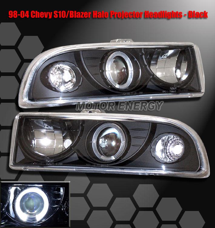 1998-2004 chevy s-10 s10 blazer projector headlight blk