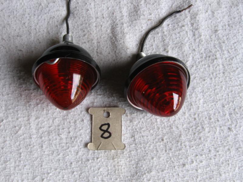 2 red glass  cone shape clearance lights