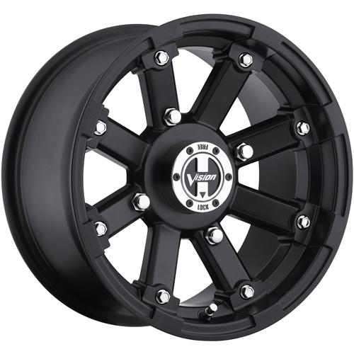 15x7 matte black vision lock out wheels 4x115 +3