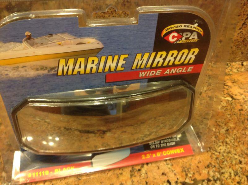 New  boat rearview mirror marine 2.5 x 8" convex 180* wide angle 20/20 rear view