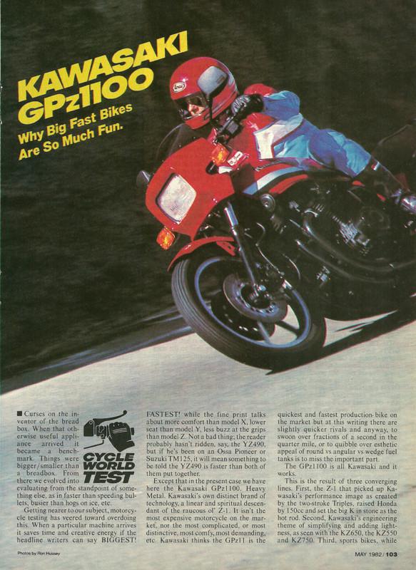 1982 kawasaki gpz1100 motorcycle road test with dyno specs 6 pages gpz 1100