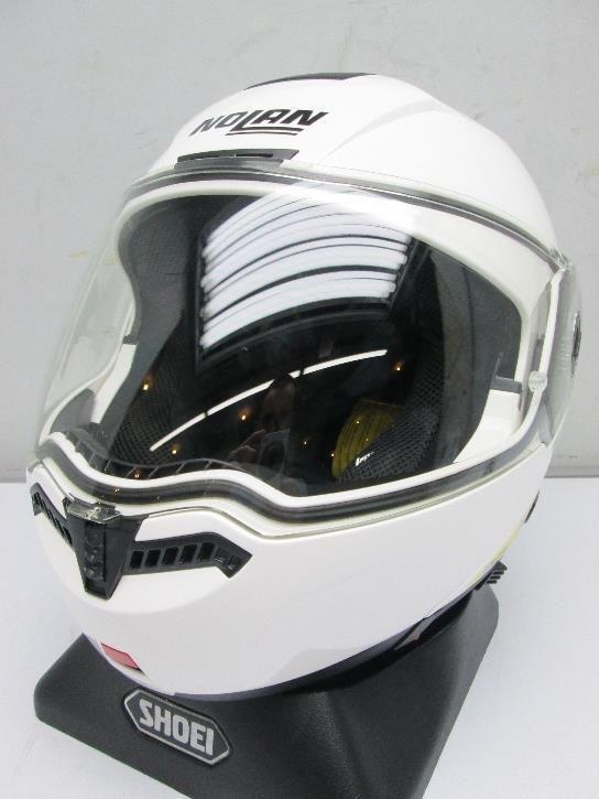Nolan n104 n-com metal white motorcycle helmet med