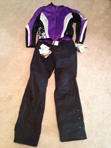 New joe rocket women’s motorcycle jacket & pants black and purple size small