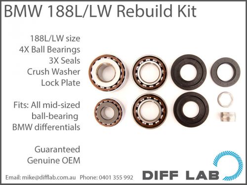 Bmw 188l f21 e70 e83 e90 f15 f30 x3 x5 differential diff rebuild bearings seals