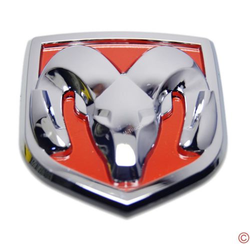 Chrome red grill trunk deck lid emblem badge w/ sticker for dodge 2.4*2.6inch