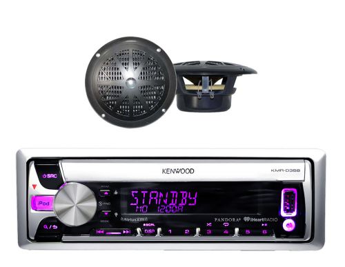 Kmrd365bt kenwood marine boat cd/mp3 usb ipod iphone pandora stereo &amp; 2 speakers