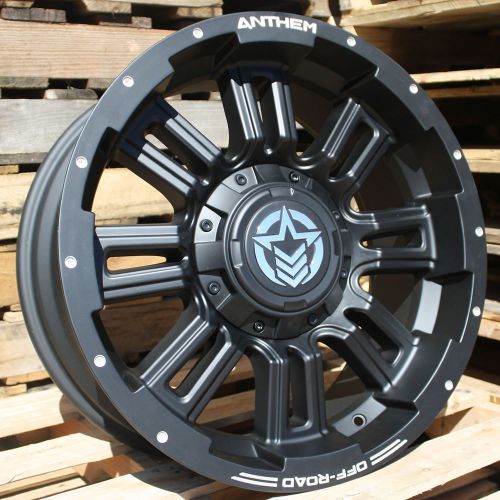 20x9 matte black anthem enforcer a722 8x6.5 +18 wheels lt265/60r20 tires