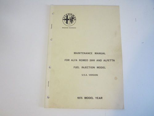 Official alpha romeo maintenance manual for 2000 and alfetta 1975 model year
