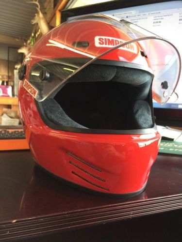 New simpson red voyager full face 7 3/8&#034; snell dot helmet w/visor &amp; bag