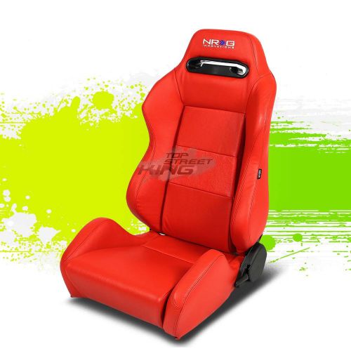 Nrg red 100% real leather jdm sports racing seats+adjustable slider driver side