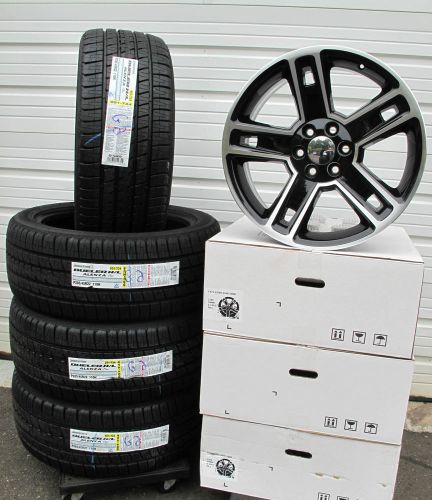 22&#034; new escalade gmc chevrolet factory style black wheels bridgestone tires 5664